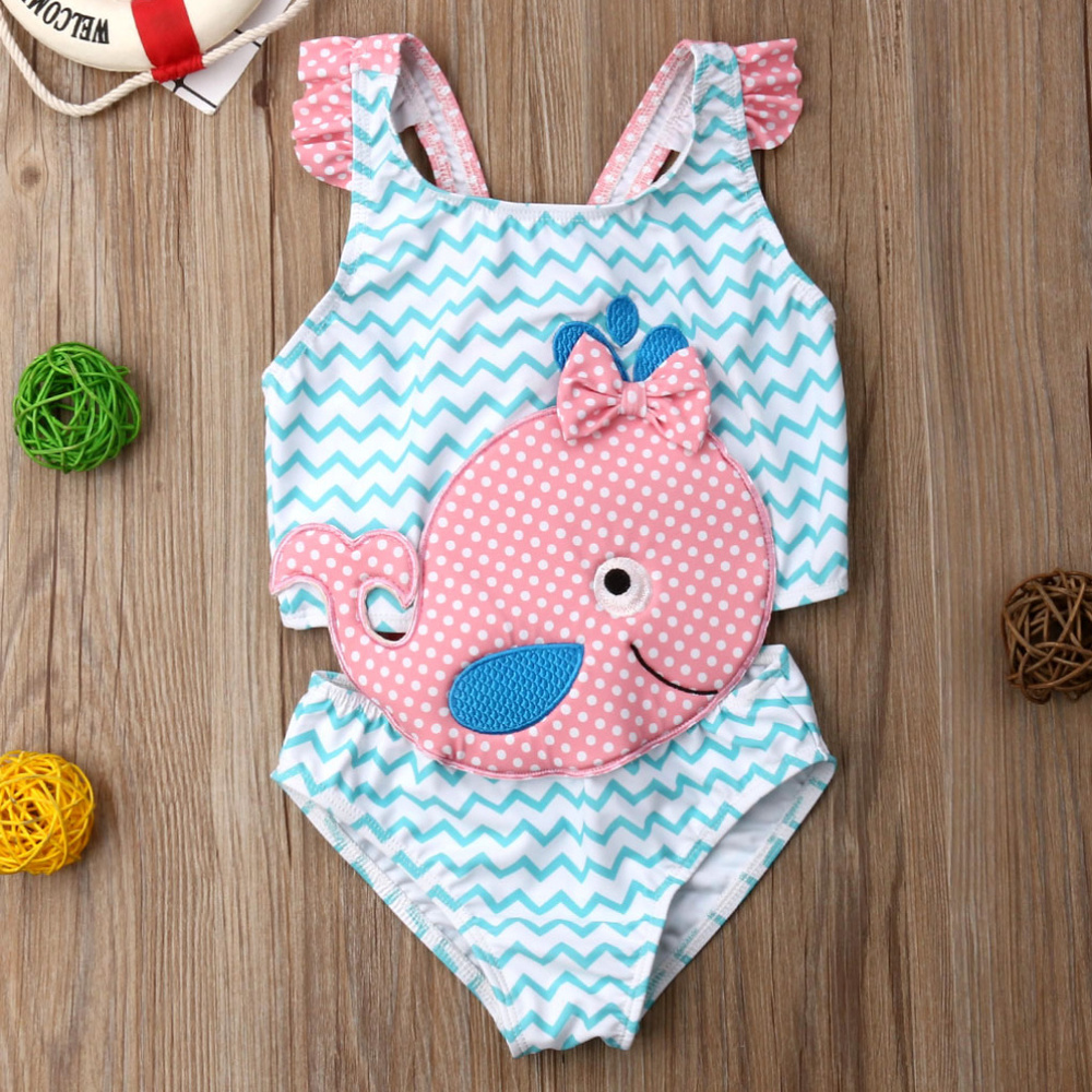 Whale Girls Ruffle One Piece Swimsuit